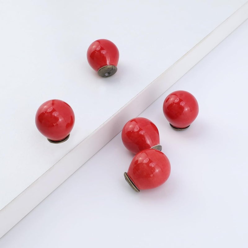 FarBoat 10Pcs Mini Circular Knob Pulls Decorative Ball Knobs Red Ball Door Pulls for Furniture Drawer Cupboard Box with Screws (Red, 0.9inch) - Image 3
